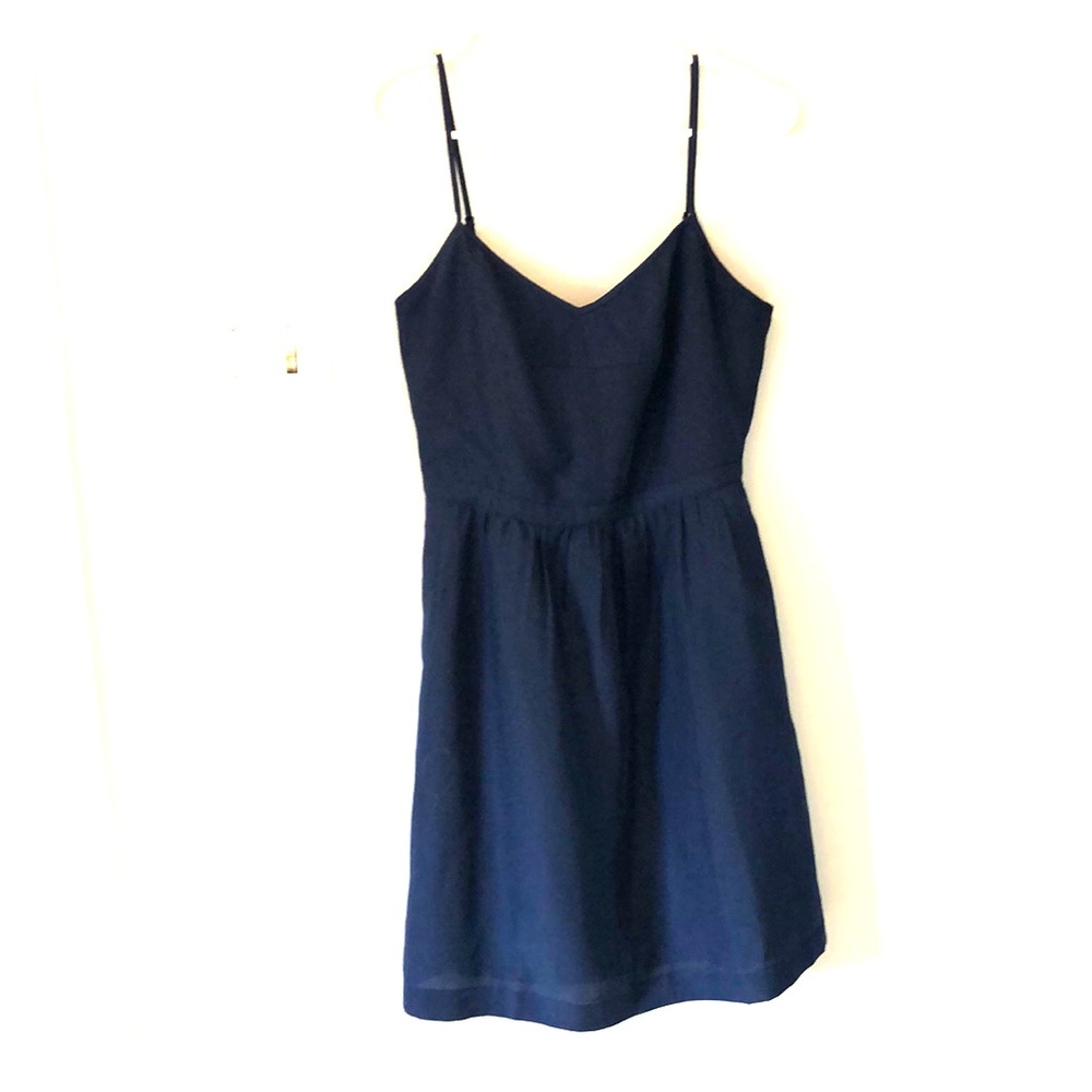 Navy blue silky j crew dress